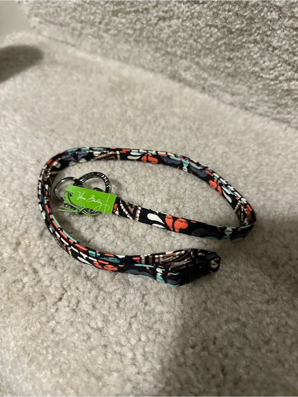 Vera Bradley Sierra Breakaway Lanyard with Coral and Teal Accents